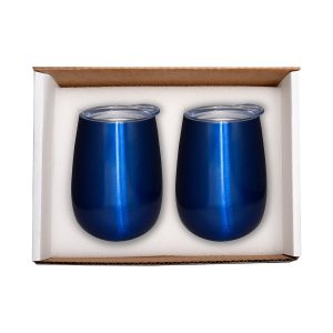 Duo Vacuum Stemless Wine Tumbler Gift Set - Blue - One Size
