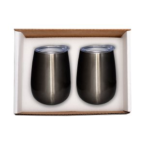 Duo Vacuum Stemless Wine Tumbler Gift Set - Gunmetal - One Size