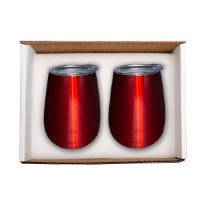 Duo Vacuum Stemless Wine Tumbler Gift Set - Red - One Size