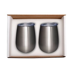 Duo Vacuum Stemless Wine Tumbler Gift Set - Silver - One Size