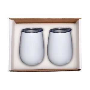 Duo Vacuum Stemless Wine Tumbler Gift Set - White - One Size