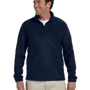 Harriton M980 Men's Quarter Zip Fleece Pullover - Navy - L