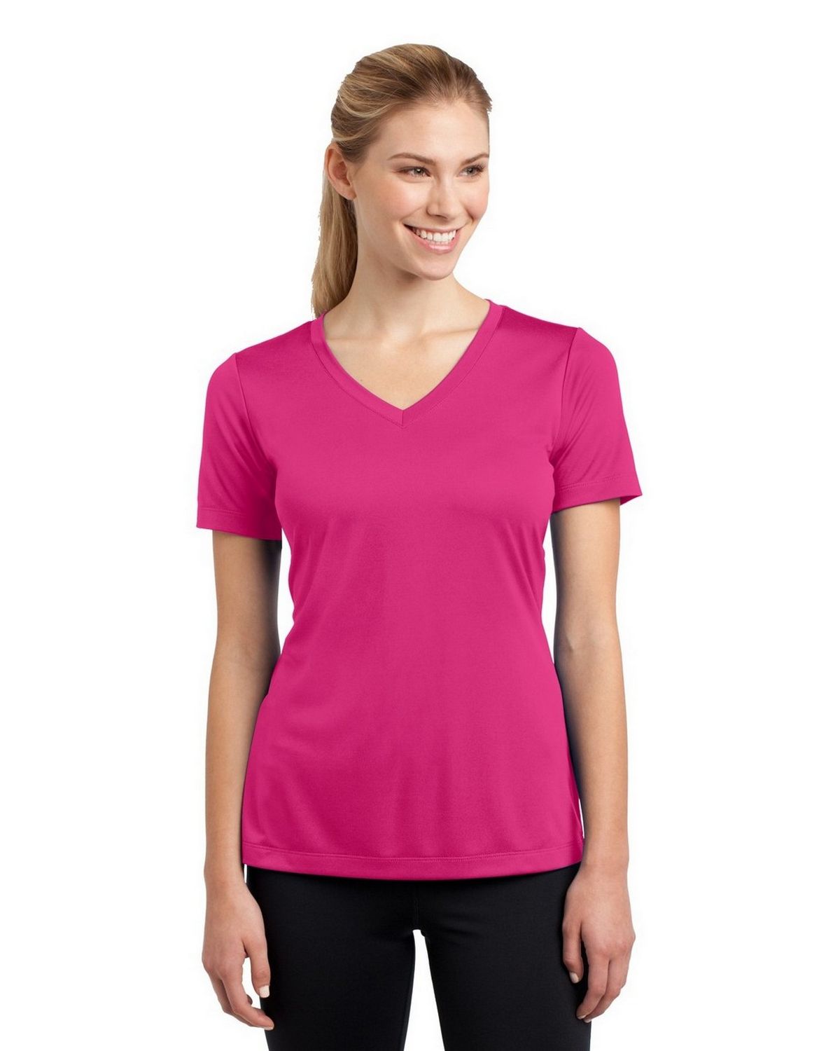 Sport-Tek LST353 Women's V Neck Competitor Tee - Pink Raspberry - 3XL