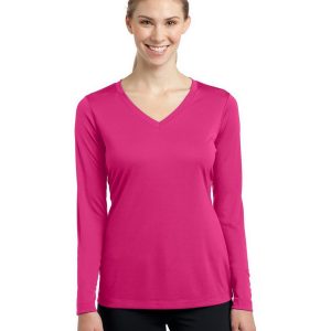 Sport-Tek LST353LS Women's Long Sleeve PosiCharge Competitor V-Neck Tee - Pink Raspberry - 4XL