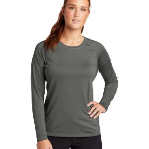 Sport-Tek LST470LS Women's Long Sleeve Rashguard Tee - Dark Smoke Grey - 4XL
