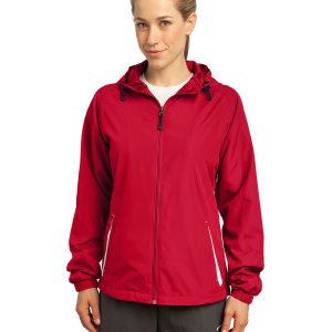 Sport-Tek LST76 Women's Colorblock Hooded Jacket - True Red/White - M