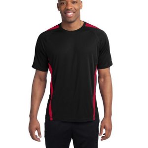 Sport-Tek ST351 Men's Colorblock Competitor Tee - Black/True Red - 2XL