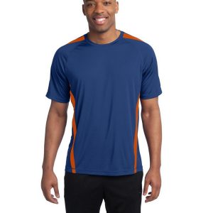 Sport-Tek ST351 Men's Colorblock Competitor Tee - True Royal/Deep Orange - 2XL