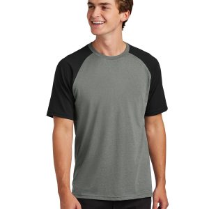 Sport-Tek ST6040 Men's Halftime Raglan Tee - Black/ Vintage Heather - XS