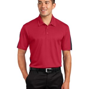 Sport-Tek ST695 Men's Active Textured Colorblock Polo - True Red/Grey - 2XL