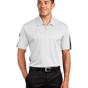 Sport-Tek ST695 Men's Active Textured Colorblock Polo - White/Grey - XS
