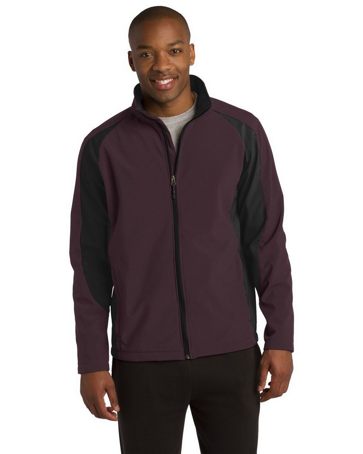 Sport-Tek ST970 Men's Colorblock Soft Shell Jacket - Maroon/Black - XS