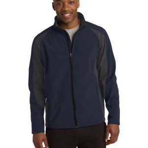 Sport-Tek ST970 Men's Colorblock Soft Shell Jacket - True Navy/Iron Grey - 4XL