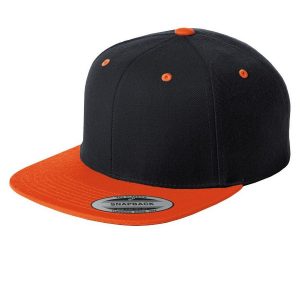 Sport-Tek STC19 Flat Bill Snapback Cap - Black/Deep Orange - One Size