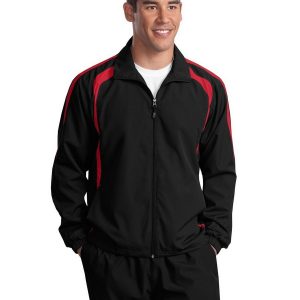 Sport-Tek TJST60 Men's Tall Raglan Jacket - Black/True Red - 2XLT