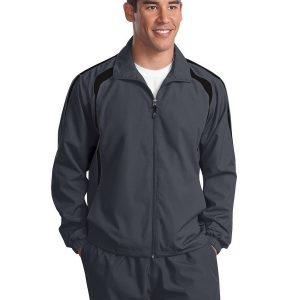 Sport-Tek TJST60 Men's Tall Raglan Jacket - Graphite Grey/Black - LT