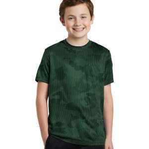 Sport-Tek YST370 Youth CamoHex Tee - Forest Green - XS