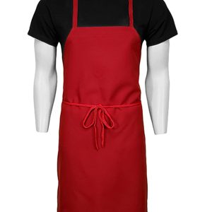 Spun-Polyester Bib Apron - Red - 27 x 31 inch