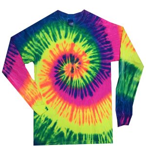 Tie-Dye CD2000Y CD Youth Long Sleeve Tie Dye T-Shirt - Neon Rainbow - XS