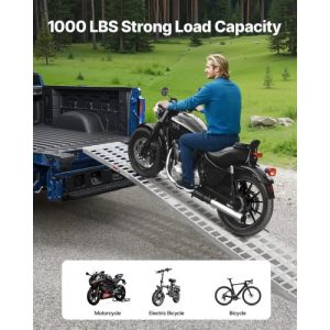 VEVOR Aluminum Ramps, 1000 lbs, 1Pcs Heavy-duty Ramps with Wider Ramp Surface, Universal Stable Loading Ramp with Handles, Fit for Motorcycle, Electric Bicycle, Bicycle, etc.