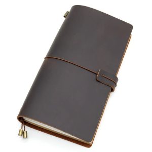 100% Handmade Genuine Leather Traveler's Notebook - Vintage Cowhide Diary & Gift Planner with Free Lettering Embossing