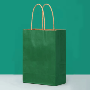 10PCS Green Kraft Paper Gift Bags with Handles Creative Party Favor and Candy Bags
