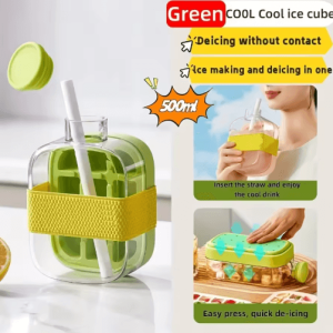 12-Grid Large-Capacity Ice Cube Tray & Water Bottle Combo with Lid