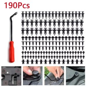 190 PCS Auto Plastic Bumper Clips Kit Car Body Push Rivets Fasteners Set