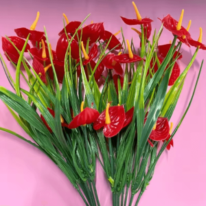 2Pcs Artificial Flower Bouquets - Plastic Fake Flowers for Table Centerpiece Decor and Home Accents