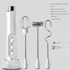 3 in 1 Rechargeable Electric Milk Frother Handheld Coffee Mixer