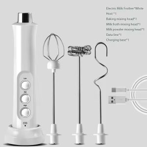 3 in 1 Rechargeable Milk Frother Handheld Coffee Foam Maker