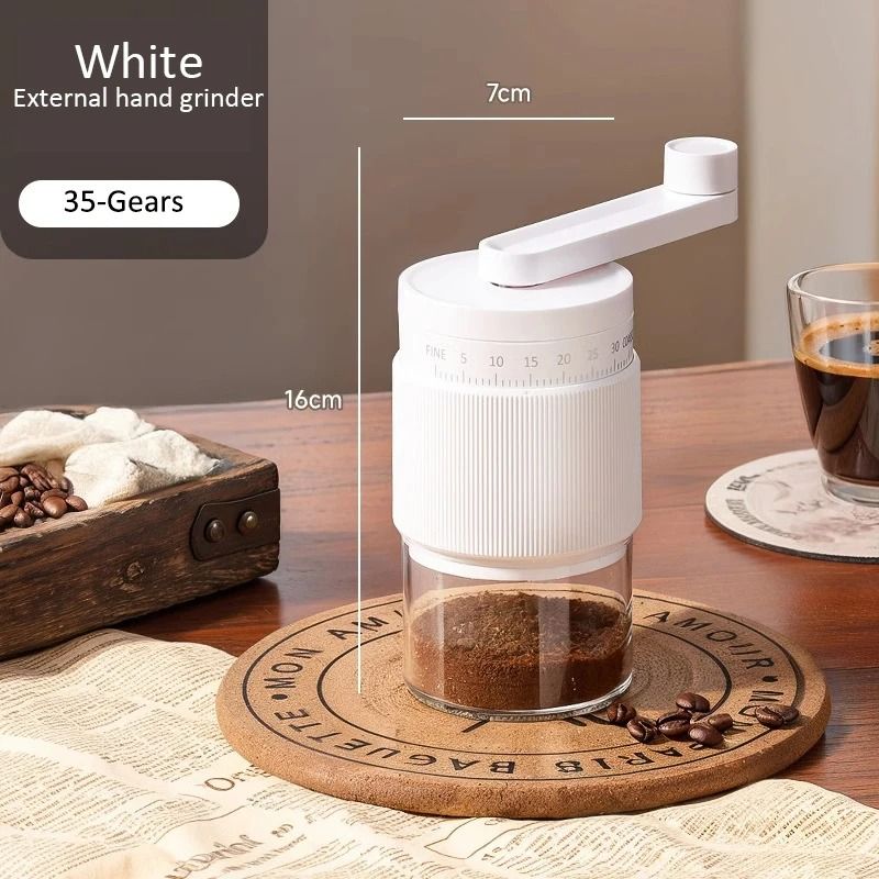 35-Gear Manual Coffee Grinder | External Adjustable Ceramic Burr Machine