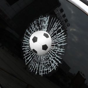 3D Sports Ball Car Window Sticker Broken Glass Decal