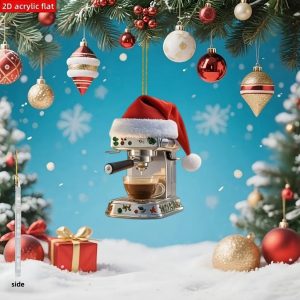 3pcs 2D Acrylic Christmas Coffee Machine Pendants