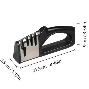 4 Stage Kitchen Knife Sharpener with Non Slip Base - Portable Multifunctional Sharpening Tool