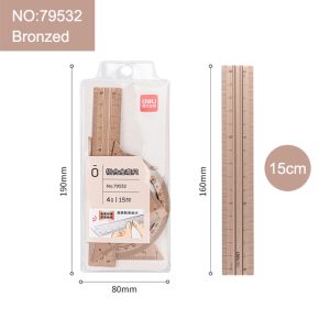 4 in 1 Deli Metal Ruler Set, Triangle Measuring Ruler for Kids, Drawing Straight Ruler School Office Accessories