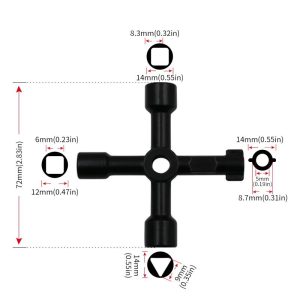 4-in-1 Utility Key Universal Cross Wrench for Radiator Bleed, Gas Meter & Electrical Panels