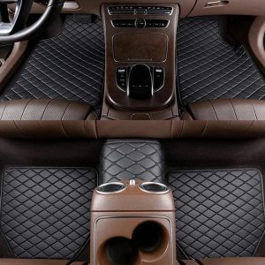4PCS Universal PU Leather Waterproof Car Floor Mats - All-Weather Auto Foot Pad Protector Carpet for Front and Rear