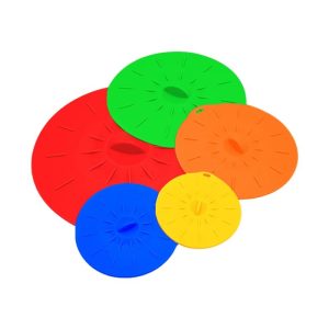 5-Pack Silicone Microwave Splatter Covers - Reusable Heat-Resistant Suction Lids in 5 Sizes