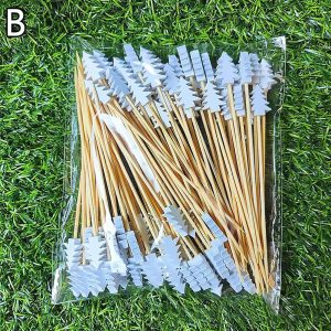 50-Piece Christmas fruit picks Bamboo Party Fork Set with Santa, Snowflake, Tree & Reindeer Designs