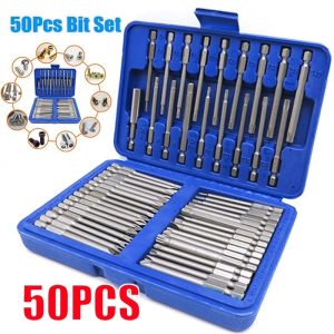 50 Piece Extra Long 75mm Security Bit Set Torx Star and Hex Screwdriver Bits
