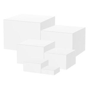 6-Piece Stackable Acrylic Buffet Risers Set for Dessert & Cake Displays (White)
