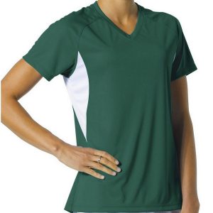 A4 NW3223 Women's Color Block Performance Cooling V-Neck Tee - Forest/White - XS