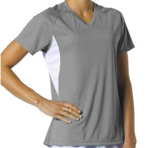 A4 NW3223 Women's Color Block Performance Cooling V-Neck Tee - Graphite/White - XS