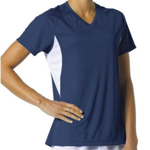 A4 NW3223 Women's Color Block Performance Cooling V-Neck Tee - Navy/White - XS