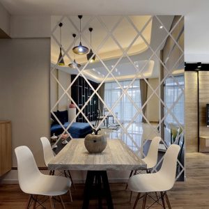 Acrylic 3D Diamond Splicing Mirror Wall Sticker, Removable Mirror Glass Sticker, Background Wall Decoration