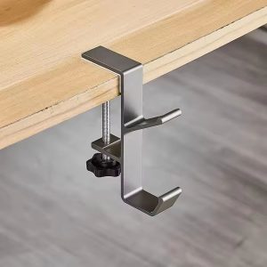Adjustable Desk-Edge Hook Hanger for Headsets & Bags (Universal Clamp Mount)