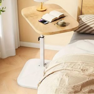 Adjustable Height Sofa Side Table with Wooden Top