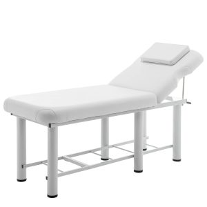 Adjustable Massage Table with Backrest, Memory Foam & Storage Shelf
