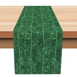 Aperturee Sweet Boho Bamboo Forest Table Runner, Fresh Green Spring Vibe, Zen Garden Themed Kitchen or Dining Room Decor, 12